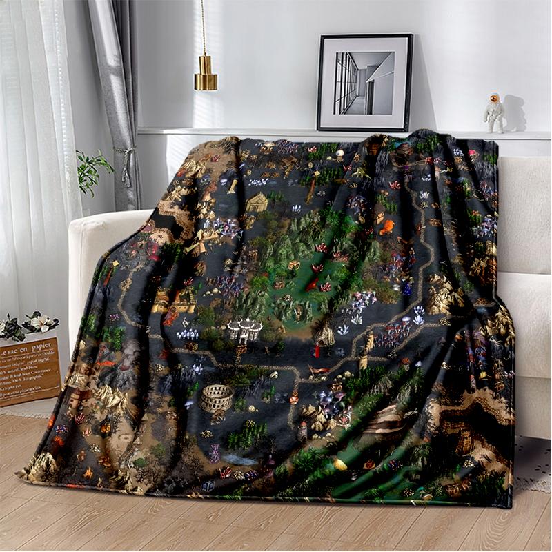 

Скриня зі скарбами Герої Меча та Магії Стиль Карти 29 Нова Ковдра HOMM3, М яка Плетена Ковдра для Дому Спальні Ліжка Дивана Подорожей Дитини 180x230cm