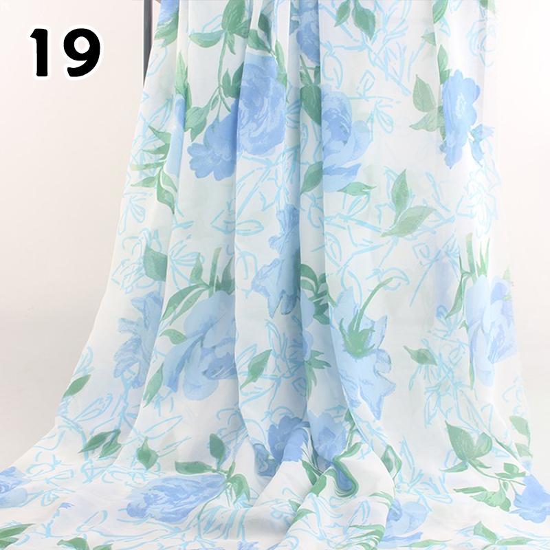 1M 75D Retro Flower Chiffon Fabric Breathable Thin And Light Draped Fairy Designer Fabric For Diy Sewing Summer Dress Shirts