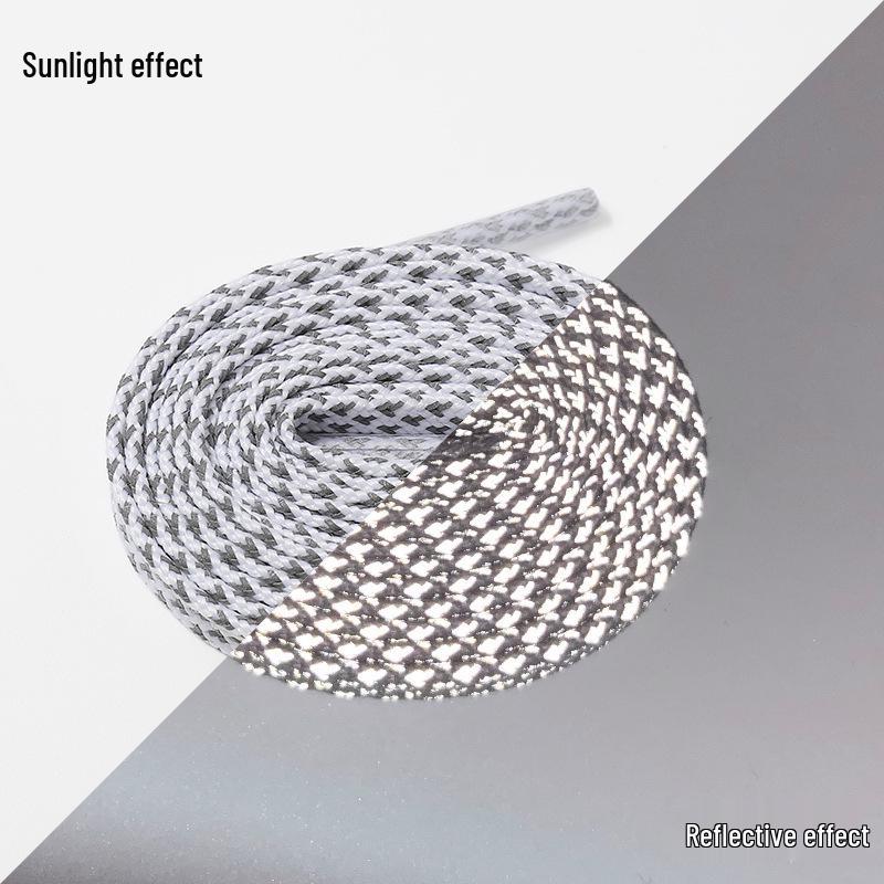 High-Brightness Reflective Double-Layer Polyester Shoelaces for Canvas, Skate, and High-Top Shoes
