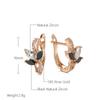 New  Rose Gold Flower Earrings For Women Bling Black Natural Zircon Clip Earrings Fine Elegant Wedding Jewelry
