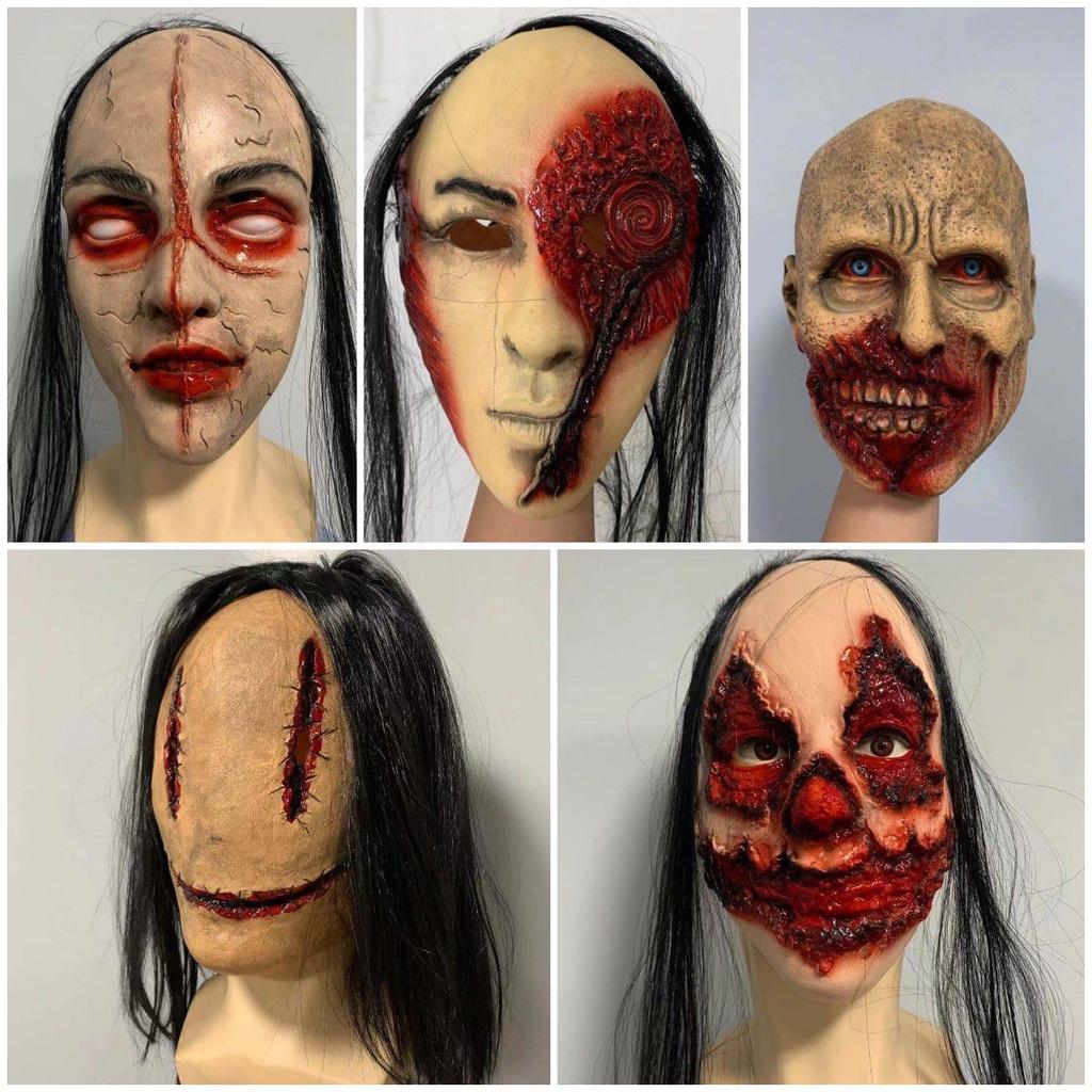Scary Halloween Ghost Latex Horror Mask Cosplay Props Rotten Face Headgear