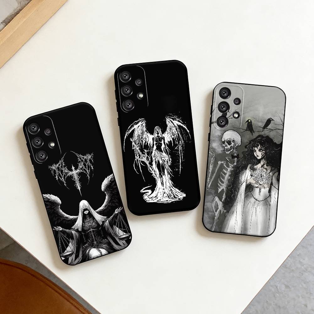 G-Gothic Girl Sculpture Retro Phone Case For Samsung S25,S24,S21,S22,S23,S30,Ultra,S20,Plus,Fe,Note,10,9,5G Black Cover