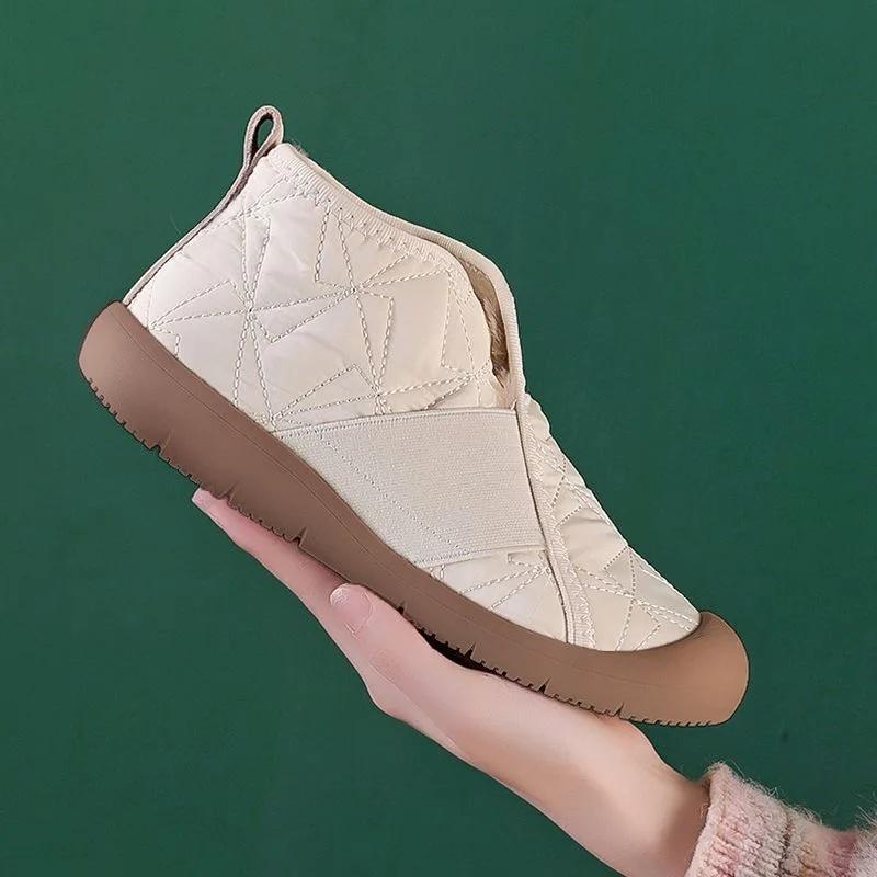 Winter Warm Thickened Women's Short Boots Cotton Shoes Fleece Lined Waterproof Non-slip Large Size Casual Cotton Boots