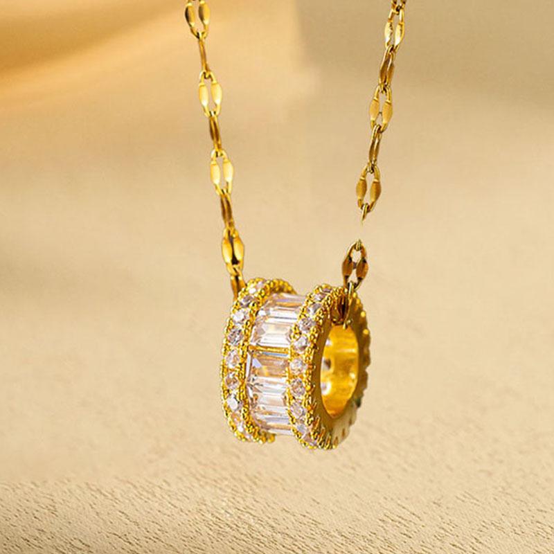 Luxury Gold Plated Compass Fashion Necklaces Enamel Zircon Gold Plated Necklace Set