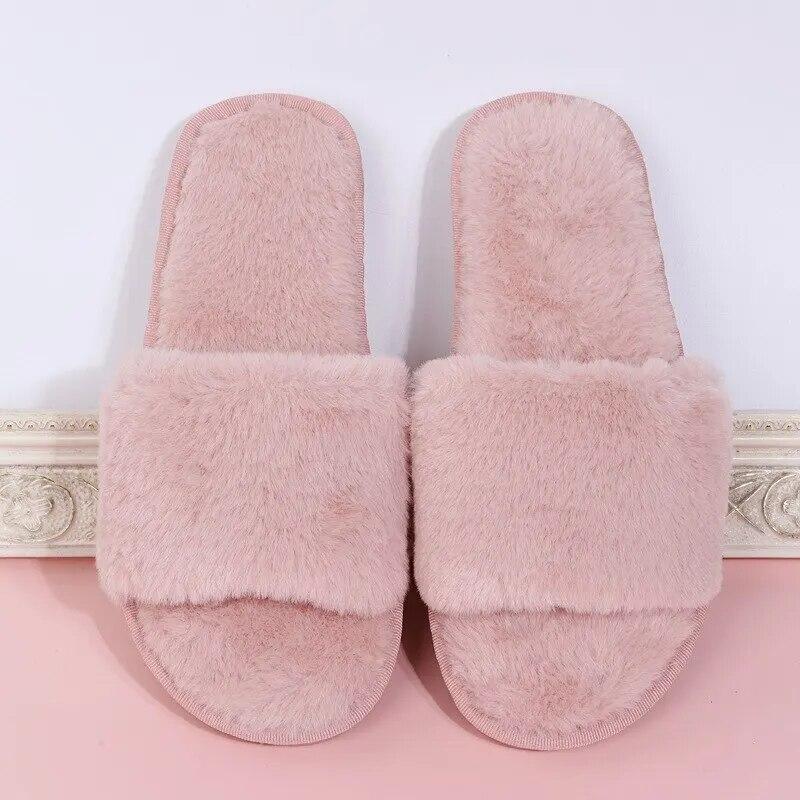 Winter Dames Winter Huis Furry Pantoffels Antislip Casual Binnen Flats Vloer Schoenen Dames Slippers Warme Schoenen Effen Kleuren