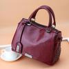 Yogodlns Vintage Boston PU Leather Luxury Handbags Purse Women Shoulder Crossbody Bags Rivet Designer Female Pillow Tote