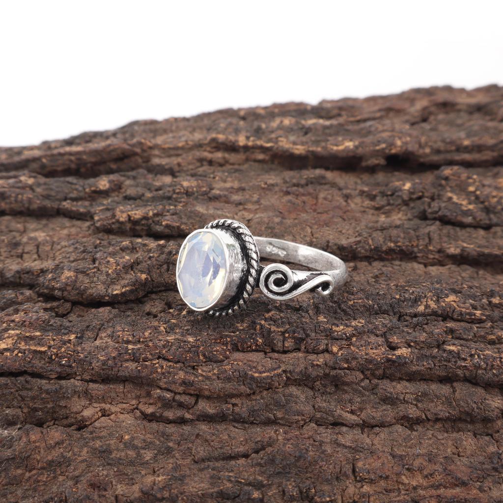 Milky Opal Handmade Latest Design Jewelry Ring, 925 Solid Sterling Silver Gemstone Ring, Gift For Mother