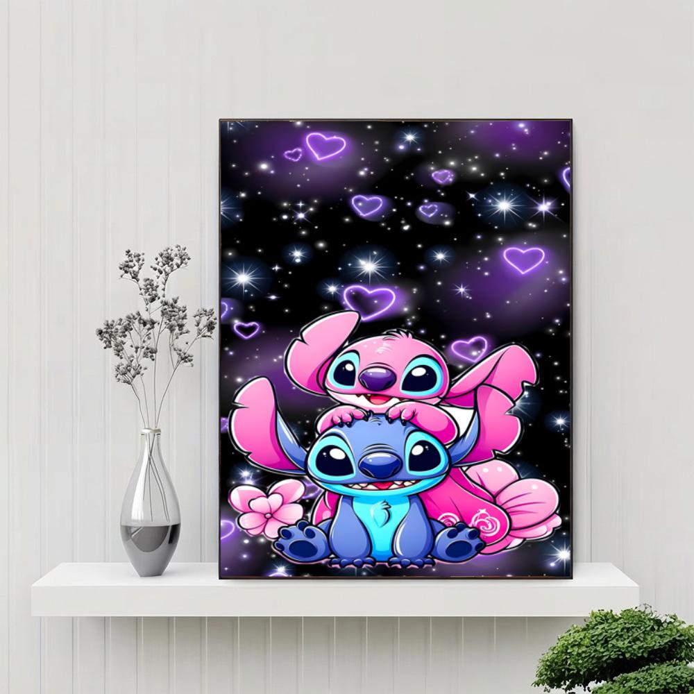 Stitch Angel Love 5D Round Diamond Painting Kit Diamond Embroidery Painting Rhinestones Mosaic Frameless Handwork Decoration Arts