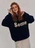 SOME PLACE Some Graphic Oversized Pullover Knit T-Shirt [Navy]