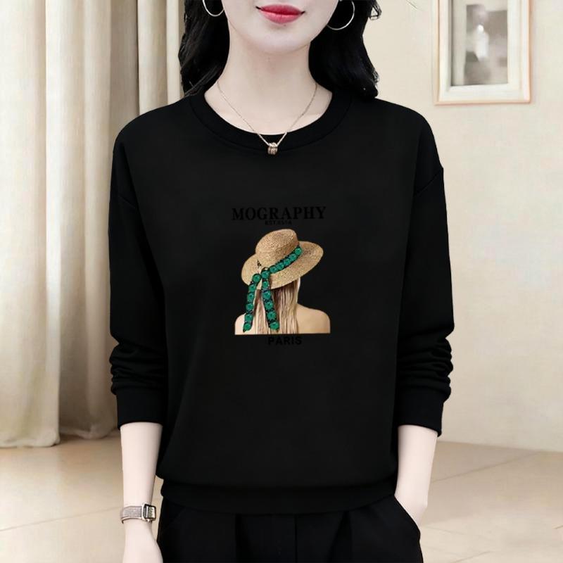 Plus Size Women Loose Round Neck Long Sleeve Pullover Casual Sweatshirt
