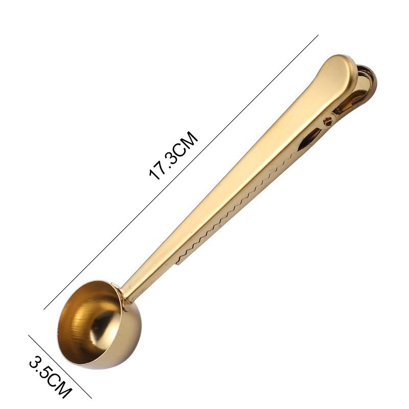 Stainless Steel Coffee Spoon with Clip Barista Coffee Accessories Scoop Spoon Coffee Weighing Measuring Spoon золотистый