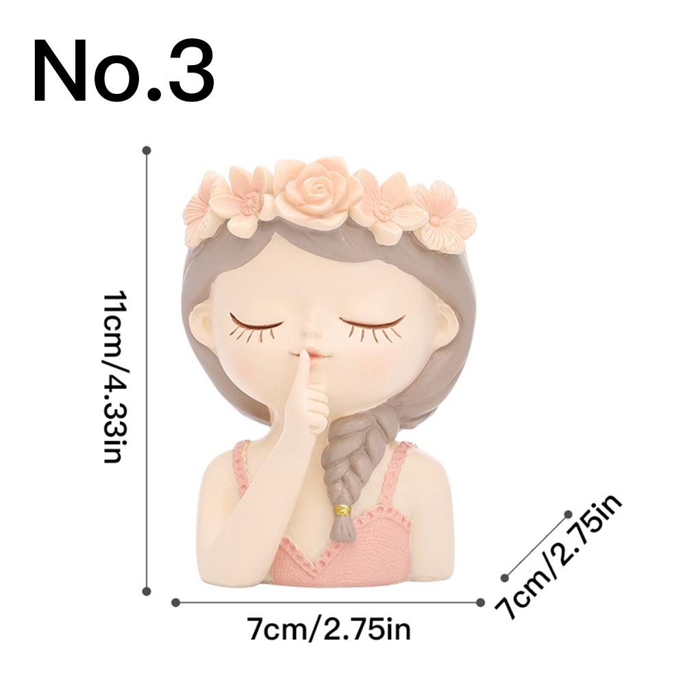 Cute Girl Flower Pot Succulent Pot Resin Planter Home Decoration Desktop Ornaments Garden Supplies Bonsai Plant Pot