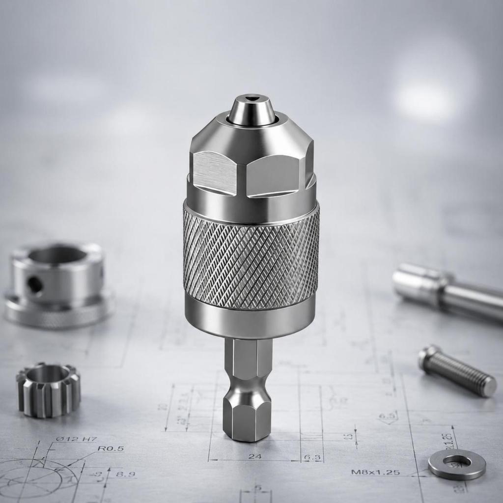 Hex Shank Drill Chuck Adapter Knurled ThreeJaw Metal Power Tool Accessory