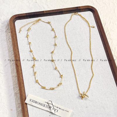 Minimalist Wave Line Metal Necklace with Sailor Knot – Stylish, Versatile Sweater Chain for Layering