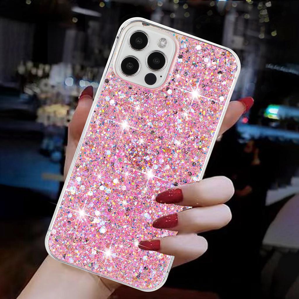 For iPhone 12/12 Pro 6.1 inch Dustproof TPU Phone Cases Glittery Powder Decor Phone Cover Epoxy Shell