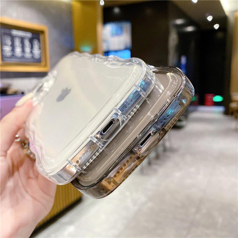 Objektivschutz Transparente lockige Wellen-Telefonhülle für Iphone 13 11 12 Pro Max Xs Max Xr X Xs stoßfeste Stoßstange klare hintere Abdeckung