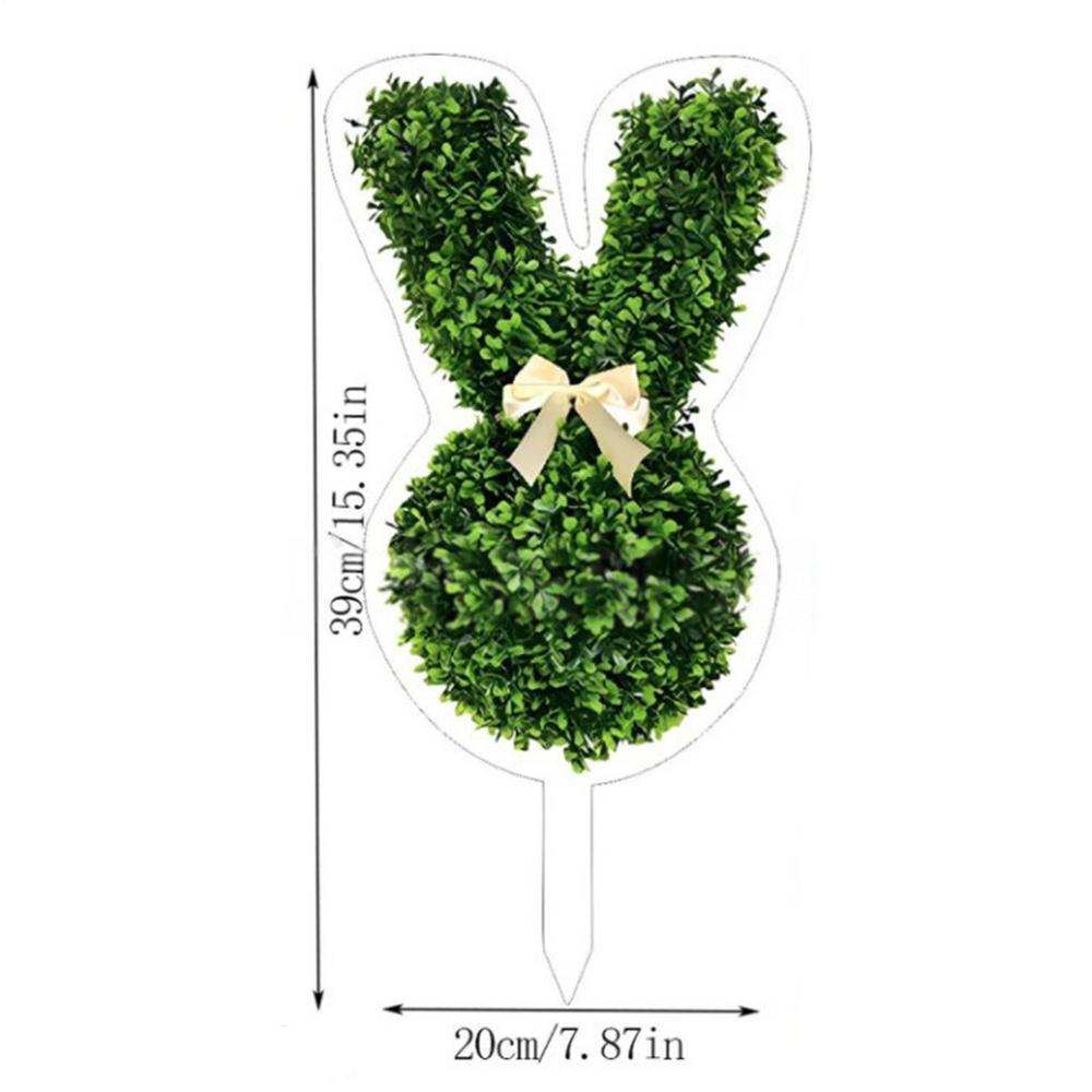 

Easter Bunny Topiary Easter Realistic Cute 2D Holiday Decor Outdoor Decor Faux Plant Stake for Lawn Yard Porch Patio Backyard зелений