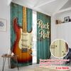 2pcs 2D Flat Printing Curtains Vintage Guitar Rock Roll Fabric Without Electricity 0 for Yard & Garden No Power Needed
