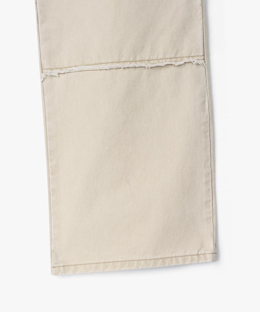 WEST GRAND BOULEVARD Cut-Off Vintage Loose Straight Fatigue Pants Washed Beige