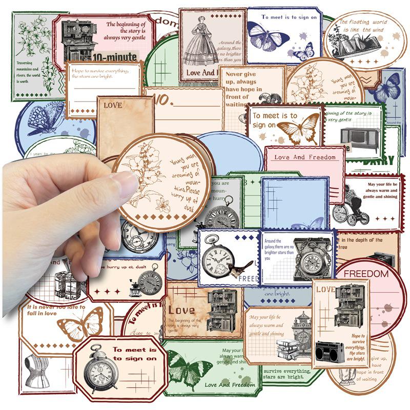 Waterproof Retro Decals: 50 Sheets of Journal Stickers for Notepads, Laptops, iPads, and Suitcases