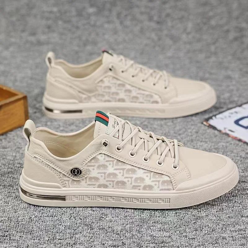 Spring Vulcanized Shoes for Men Fashion Men's Leather Casual Shoes Hot Sell Comfortable Durable Male Flats Zapatillas De Hombre