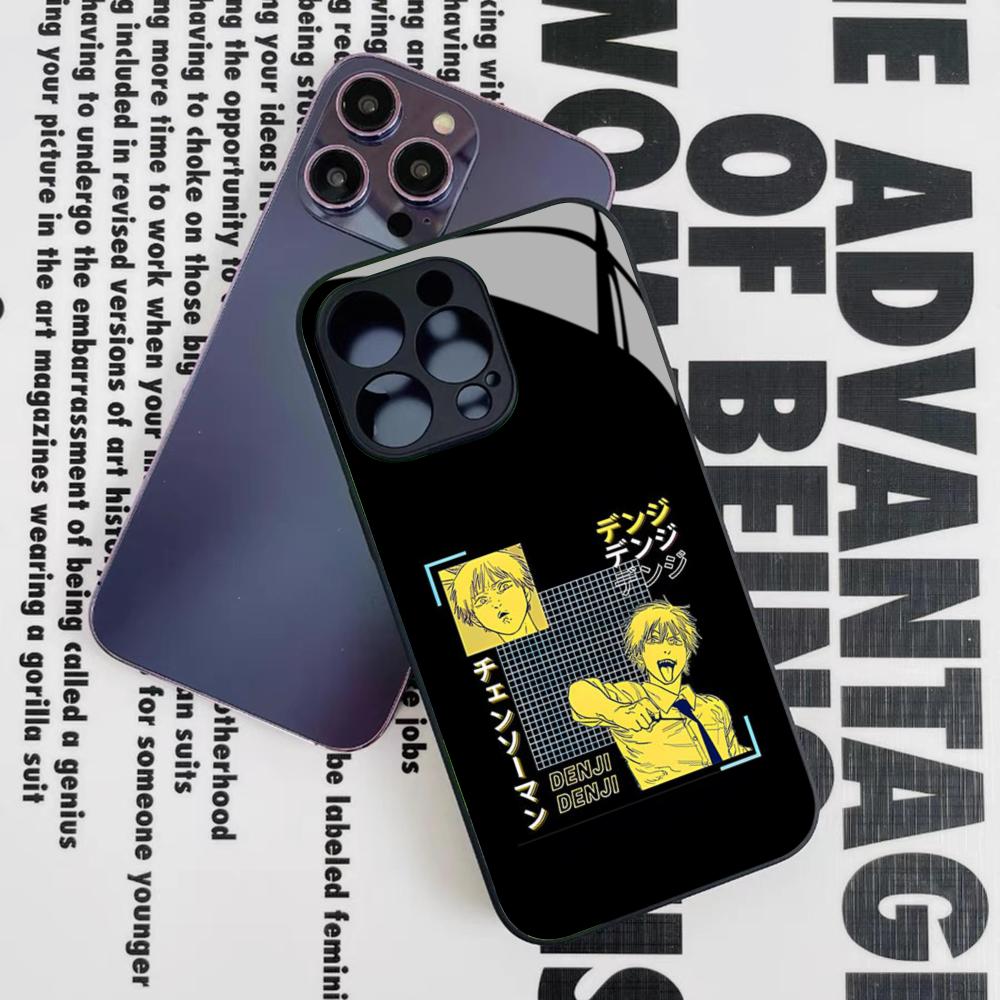 C-ChainsawS M-Man Aki Hayakawa Phone Case for Iphone 16 15 14 12 11 13 Pro Max Mini 8 X Xr Xs Puls Black Glass Cover