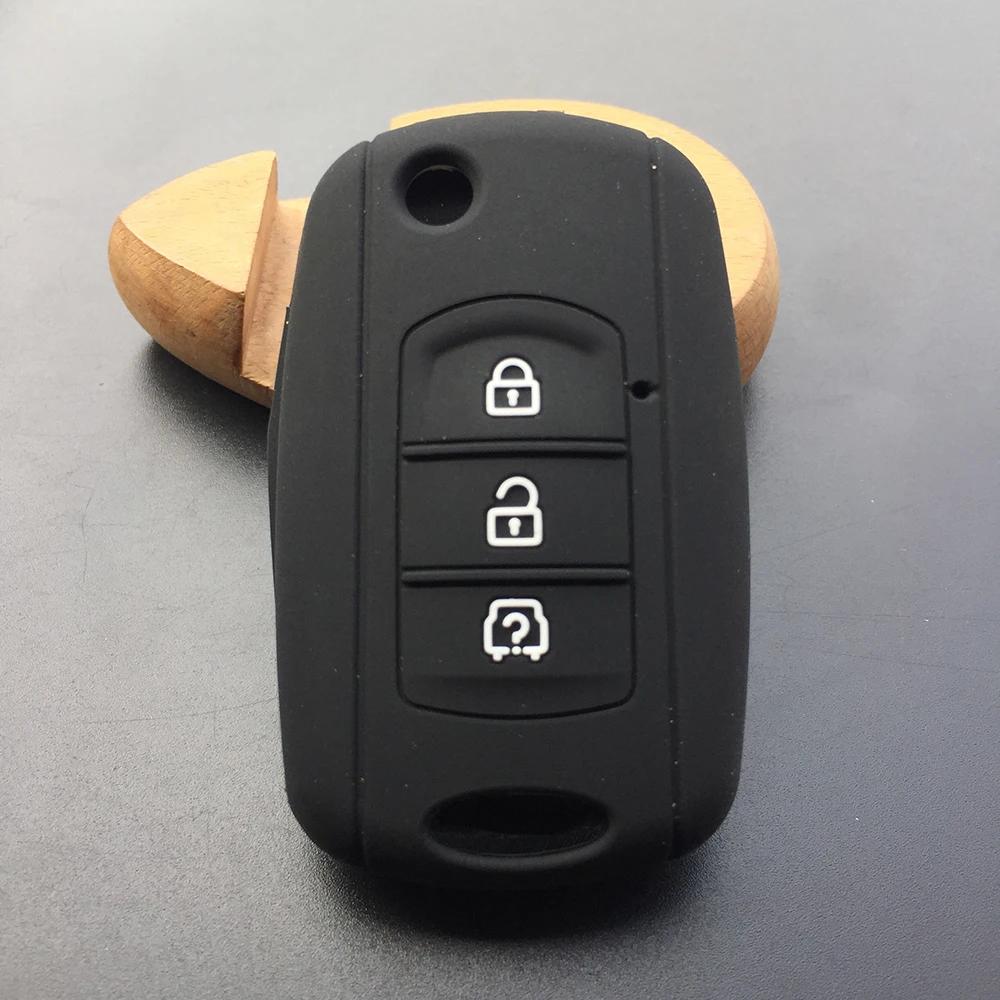 

Rubber Car Key Fob Cover Silicone Protector Case for Dongfeng 580 F507 3 Buttons Flip Folding Remote Accessories Holder Shell чорний