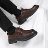 Thick Soled Men's Leather Shoes Minimalist Retro British Style Design Leisure Business Office Black Brown Fashion Shoes Hot