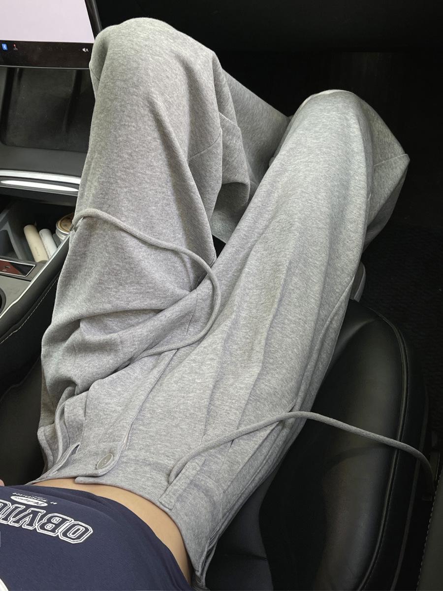 

Женские трикотажные спортивные штаны с широкими штанинами и высокой посадкой - Весна и Осень 2025 Повседневные для миниатюрных XL (116-125 lbs)