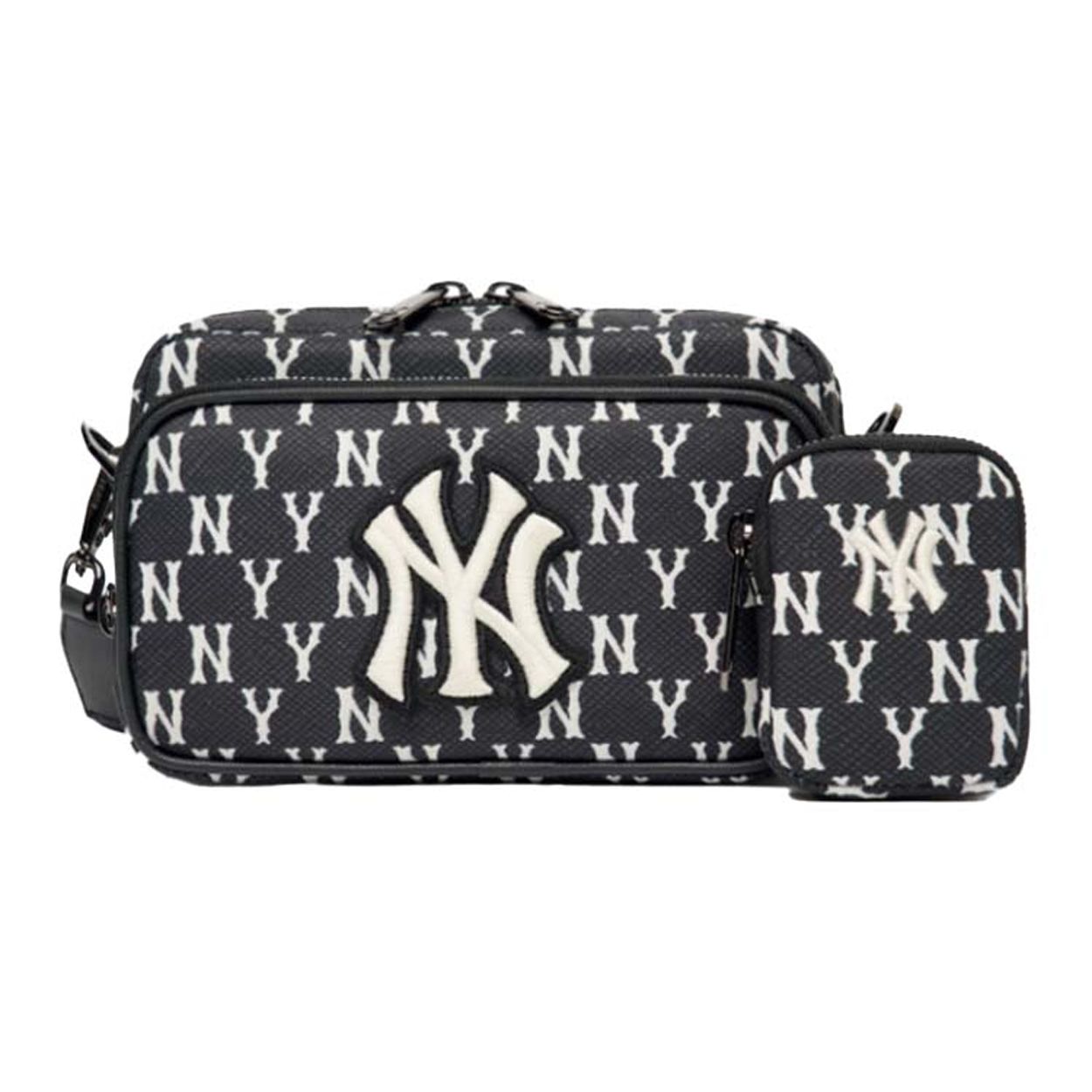 MLB Monogram Series NY Yankees Classic Allover Print Polyester Camera Bag Unisex Shoulder Bag Black 3ACRS012N-50BKS Black