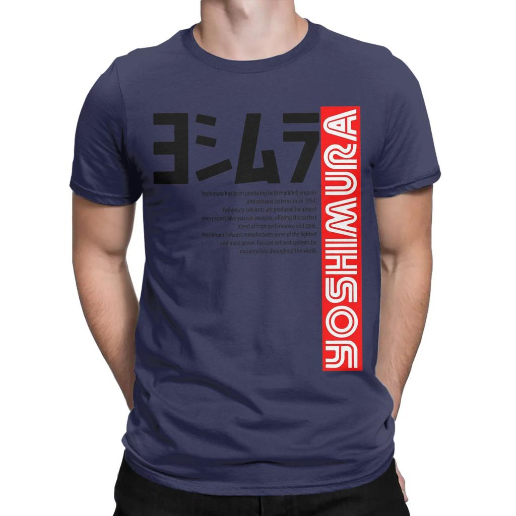 Japanese Motorcycle Yoshimura T Shirts for Men Pure Cotton Vintage T-Shirt Crew Neck  Tee Shirt Short Sleeve Tops Plus Size