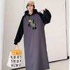 Long Sleeve Dress Women's Spring and Autumn New Small Loose and Skinny Hooded Wear Dress Large Size Knee Long Skirt