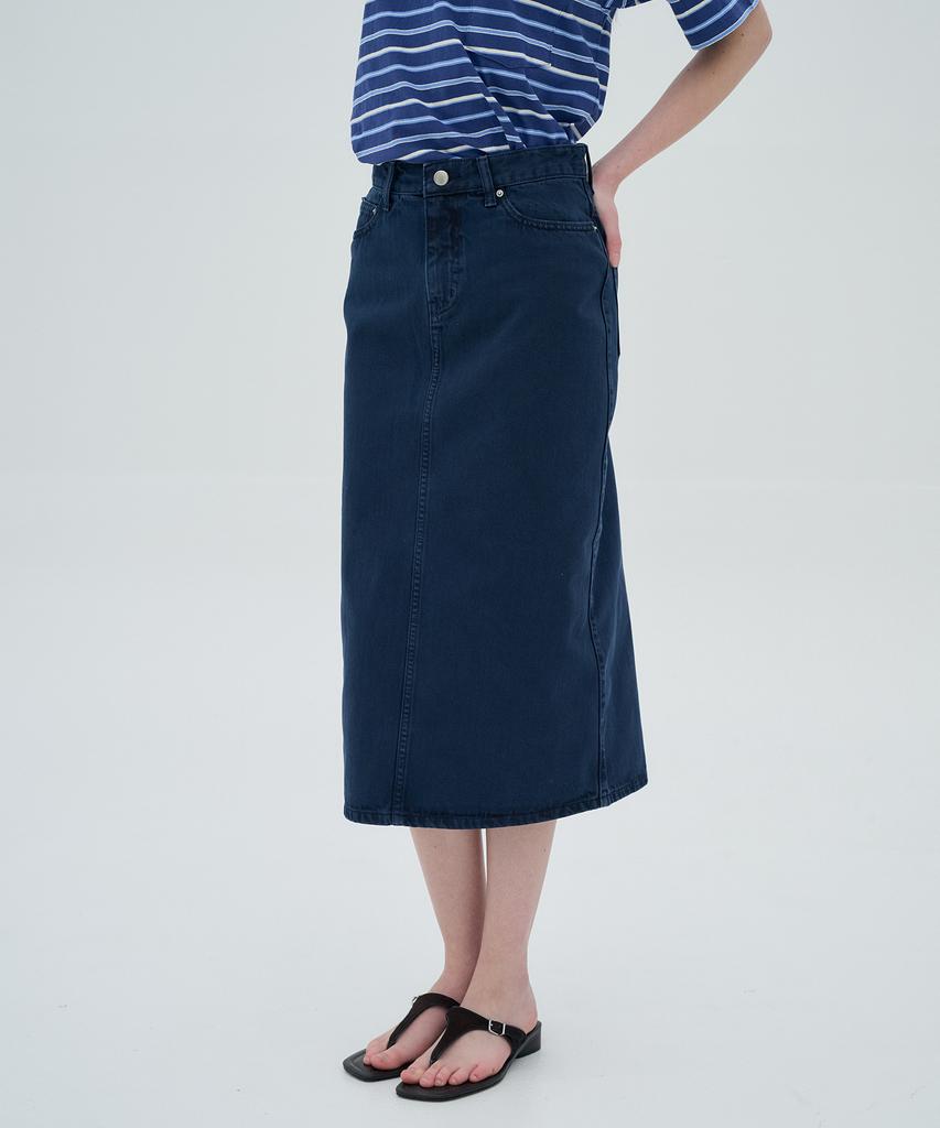 Jeonggamseutyudio Pigment Dyed Denim Long Skirt_2 Color