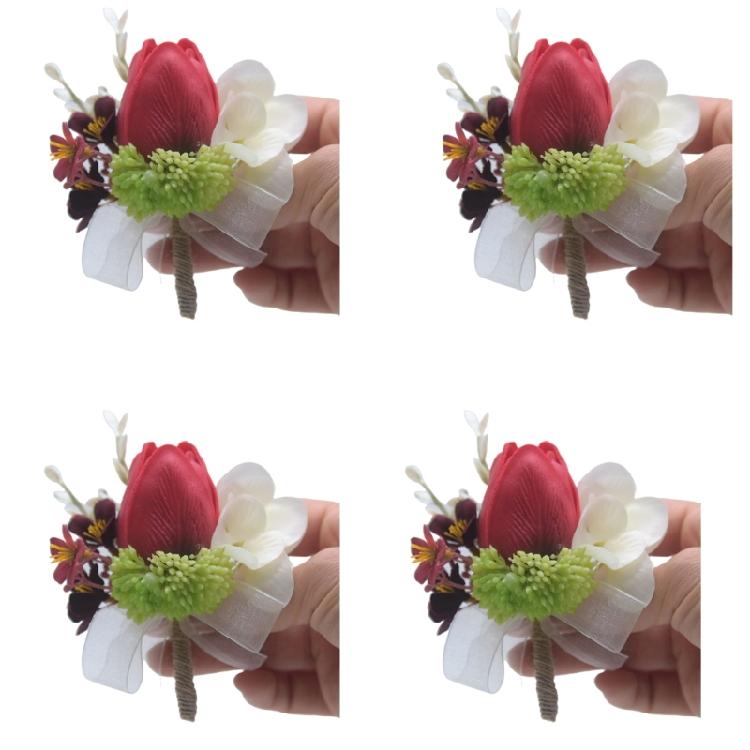 4Pieces Bride and Groom Boutonniere Wedding Dress Corsage Decorations Proms Suit Decorations for Wedding Ceremony