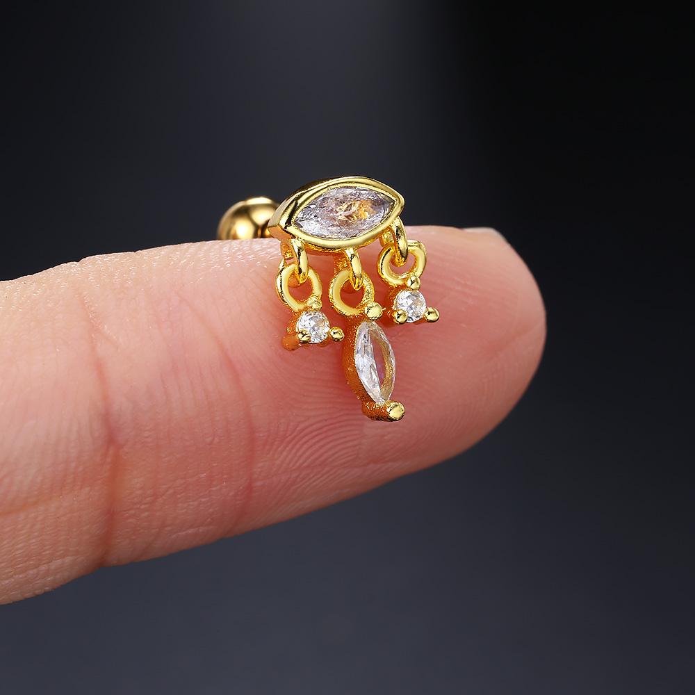 

1pc Zircon Tassel Small Stud Earring For Women Gold Color Geometry Tragus Cartilage Helix Cartilage Ear Piercing Jewelry CC208