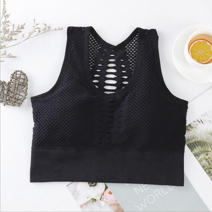 Женские спортивные бюстгальтеры со съемными чашками средней сетки с перекрещенной спинкой топы Freedom бесшовные спортивные бюстгальтеры для бега и йоги XL чёрный 1146₽