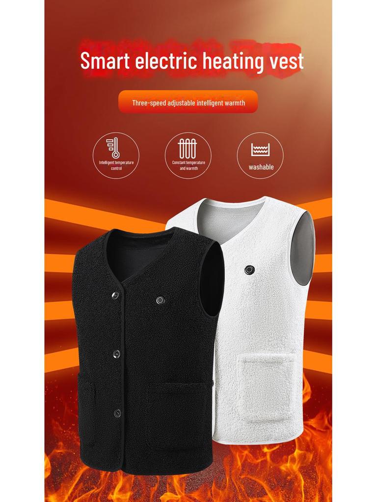 Smart Carbon Fiber Heated Vest - Warm Teddy Fleece for Autumn & Winter