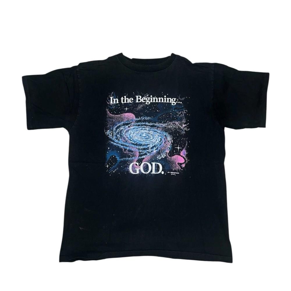 Vintage Style Reprint In The Beginning God Galaxy Jesus Space S-4XL Unisex T-Shirt XXL