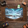 Vintage Carved Floating Castle Large Game Mat NonSlip Rubber Playmat Antique Wood Relief Art For Trading Card Tabletop Gaming