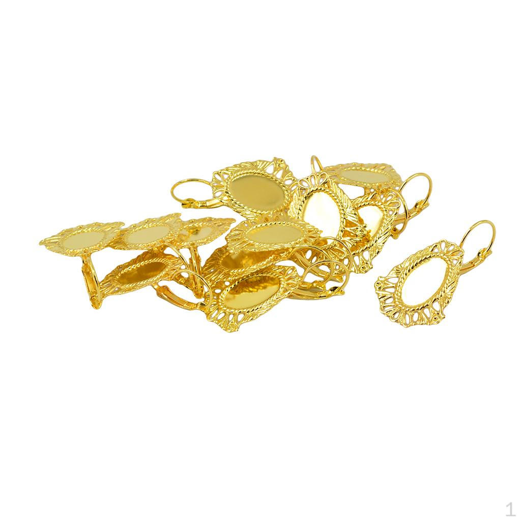 12 Pieces Brass Earring Blank Wire Hook Fit 11x 16 Mm Cabochon Setting