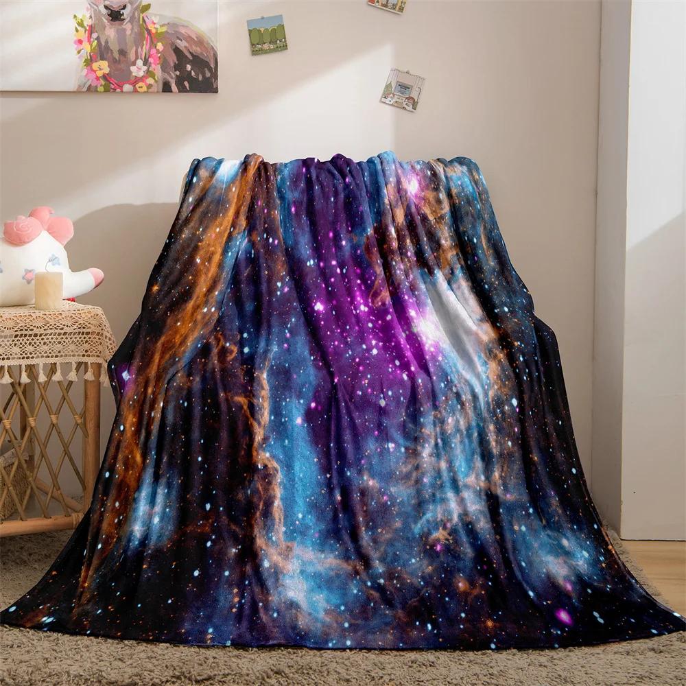 Galaxy Blanket Star Throws Planet Space Gift for Boy Girl Colorful Soft Lightweight Flannel Fleece Blankets Purple for Bed Couch