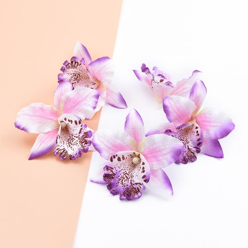 10 Pieces Artificial Flowers Cheap Silk Butterfly Orchid Home Decoration Accessories Brooch Diy Christmas Wreath Fake Plants
