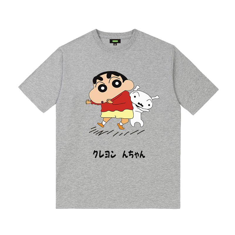 Cartoon Creative Crayon Shin-chan Graphic T-shirt Summer High Quality 100% Cotton T-shirt Casual Loose Trend Men's T-shirt