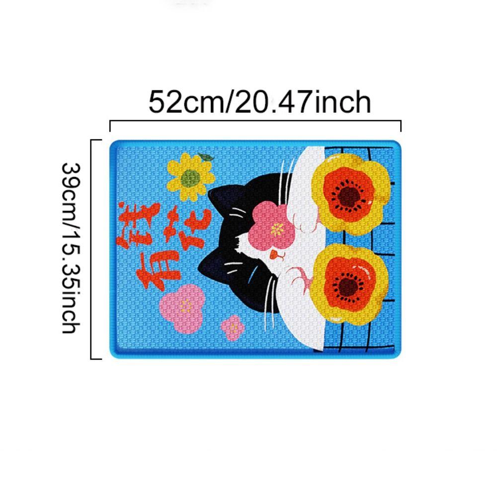 Self-Adhesive Cat Scratcher Anti-Scratching Wear Resistant Sisal Scratching Board Cartoon Pattern Wall Mount Cat Carpet