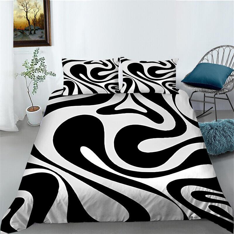 Bettwäsche-Set mit Steppdecke/Bettdecke/Doona-Bezug und Kissenbezügen im Leoparden- und Zebramuster