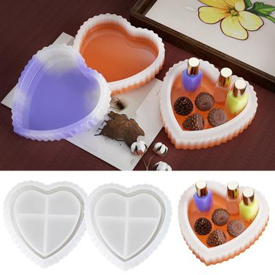 Heart Shape Container Silicone Molds Crystal Epoxy Resin Mold DIY Jewelry Storage Box Plaster Mold Handmade Crafts Tool