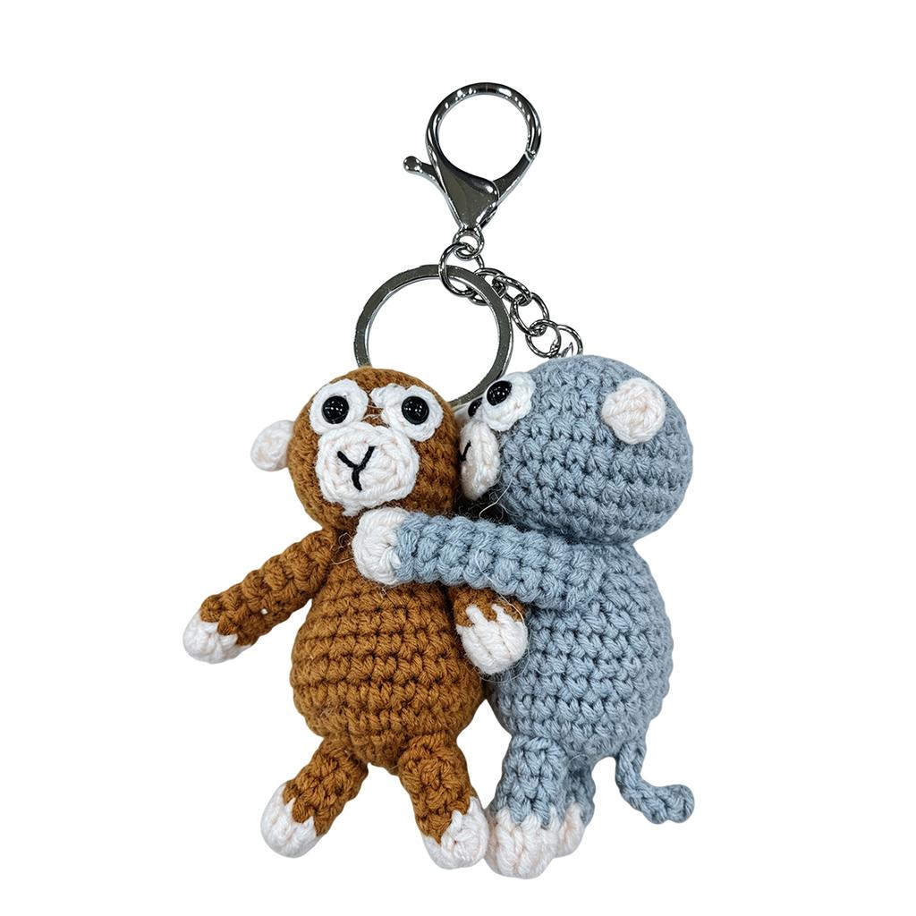 Cute Hand Crocheted Monkey Key Holder Keychain Suitable For Motorcycles Key And Backpack Purse Charms Stylish Decoration