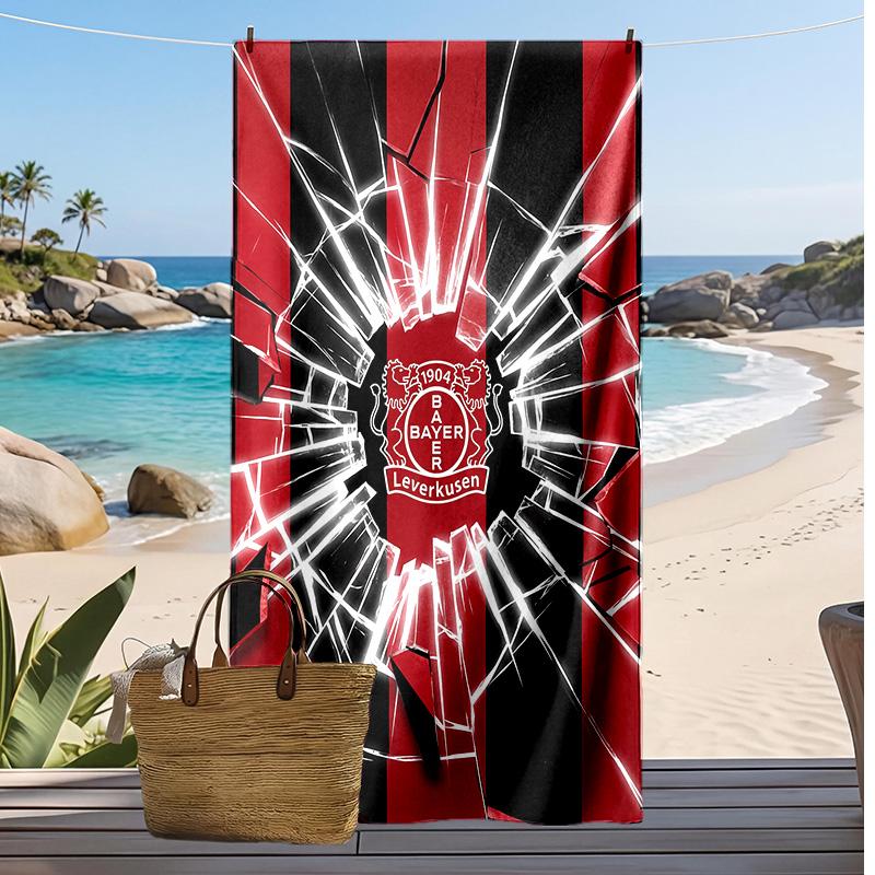 Πετσέτα Παραλίας Ποδοσφαιρική Εκτύπωση Bayer Leverkusen, Μεγάλη Μαλακή Γρήγορου Στεγνώματος Πετσέτα για Παραλία Κάμπινγκ Κολύμπι