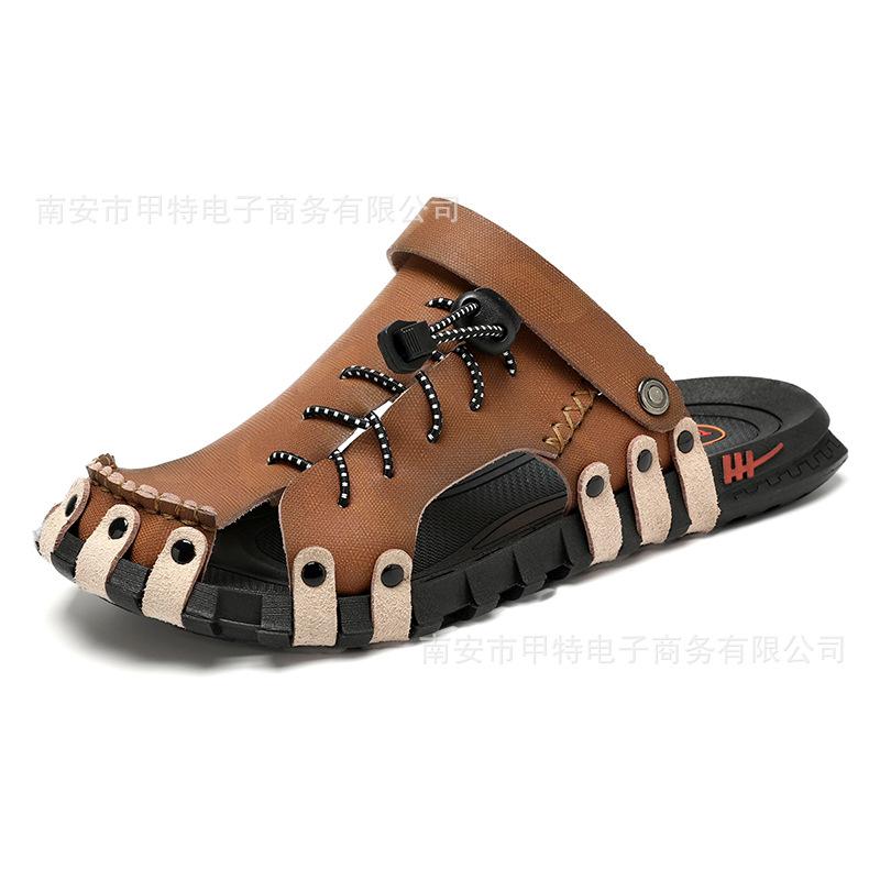 

Большой размер 46 Роскошные мужские кожаные тапочки сандалии Удобная дышащая повседневная обувь Мужская модная обувь для отдыха Мужские тапочки шлепанцы обувь Мужская 46 коричневый