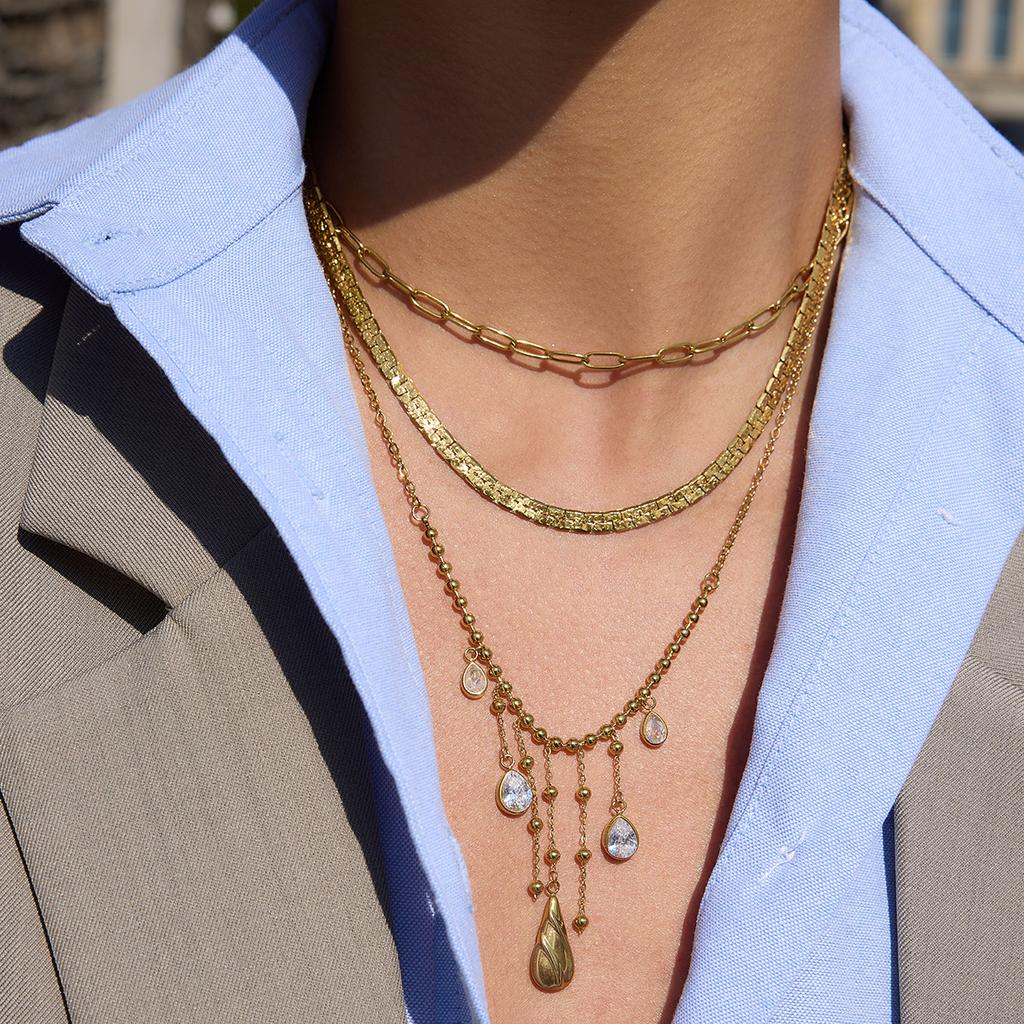 Classic Niche Feng Shui Drop Zircon Fringed Necklace Decorative Jewelry